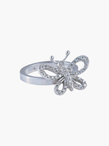 Bague Bague Or Blanc, Forme Papillon Pavage en diamants 58 Facettes