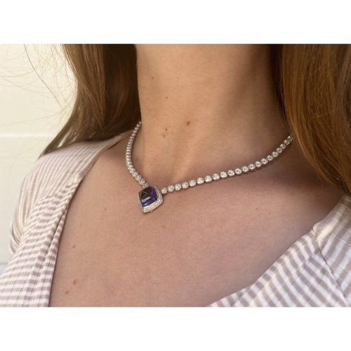 Collier Collier FRED "Pain de sucre" or gris, tanzanite & diamants 58 Facettes