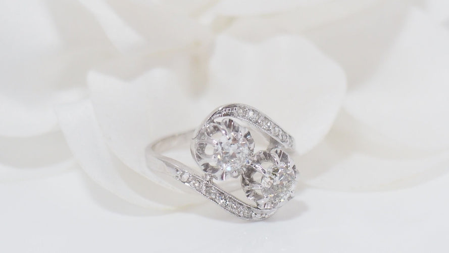 Bague Bague Toi & Moi en platine et diamants 58 Facettes 31762