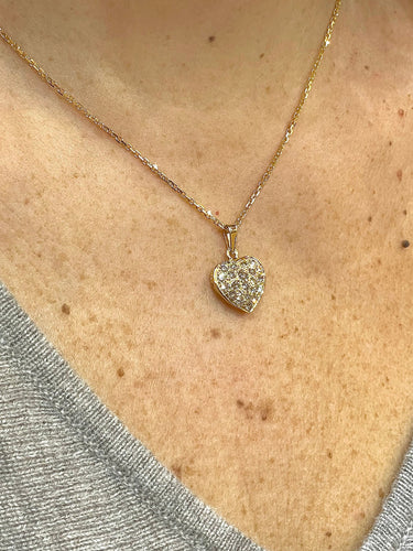 Pendentif Chaîne et pendentif cœur en or jaune et diamants 58 Facettes