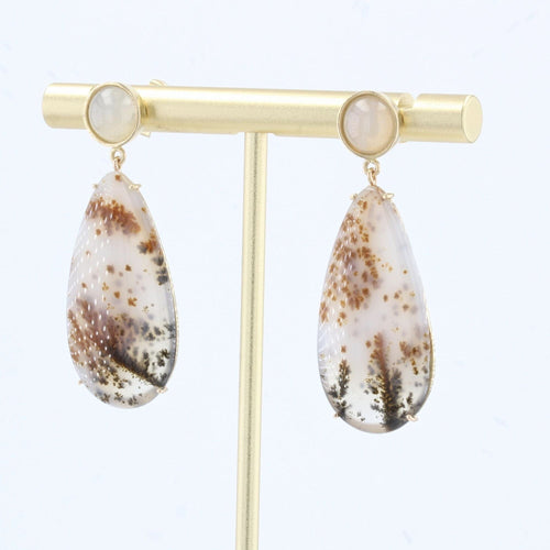 Boucles d'oreilles Boucles d'oreilles agate à dendrite et pierre de lune 58 Facettes 21-728