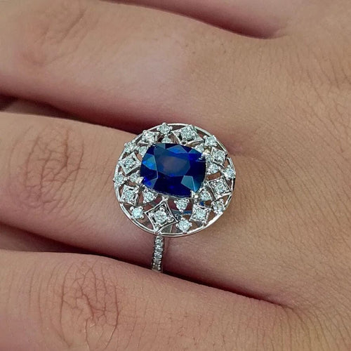 Bague Bague dentelle saphir & diamants or blanc 58 Facettes