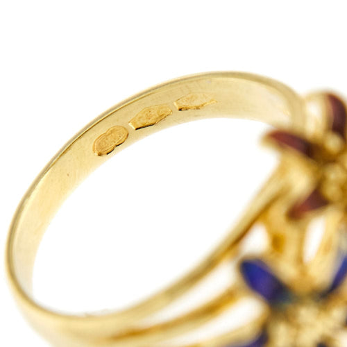 Bague 49 Bague fleurs émaillées 58 Facettes 32423