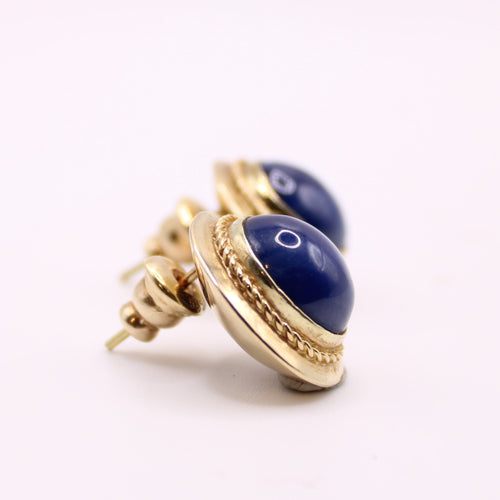 Boucles d'oreilles Boucles d’oreilles ovales en or jaune et Saphirs étoilés 58 Facettes