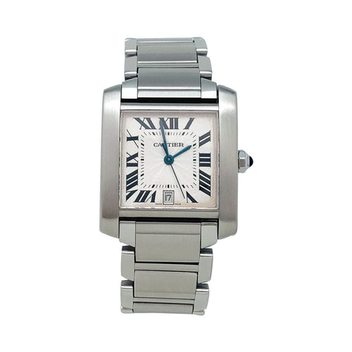 Montre Montre Cartier "Tank Française" en acier sur acier. 58 Facettes 29523