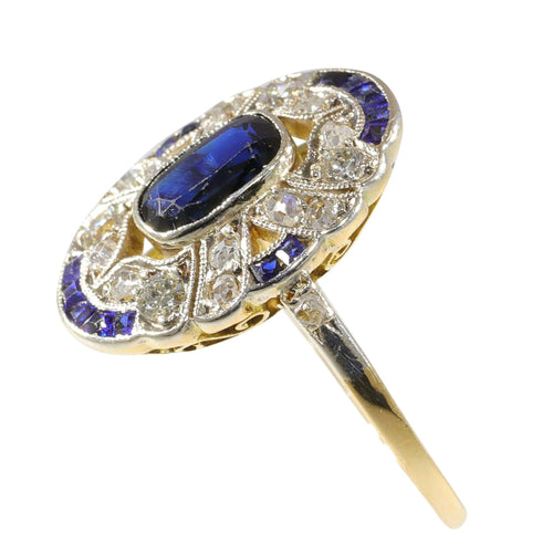 Bague 55 Bague de fiançailles Art Déco diamants Saphirs 58 Facettes 23263-0556
