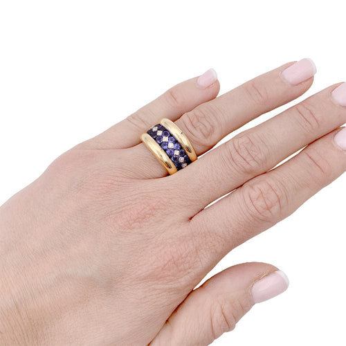 Bague 52 Bague Poiray or jaune, saphirs, diamants. 58 Facettes 32679