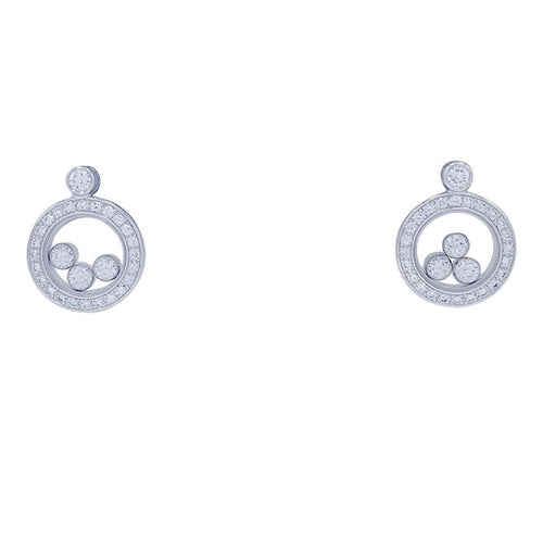 Boucles d'oreilles Boucles d'oreilles Chopard, "Happy Diamonds" en or blanc, diamants. 58 Facettes 32316