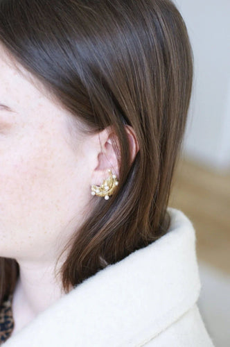 Boucles d'oreilles Clips d'oreille or jaune et perles 58 Facettes