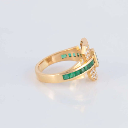 Bague Bague Emeraudes pavage Diamants 58 Facettes 1