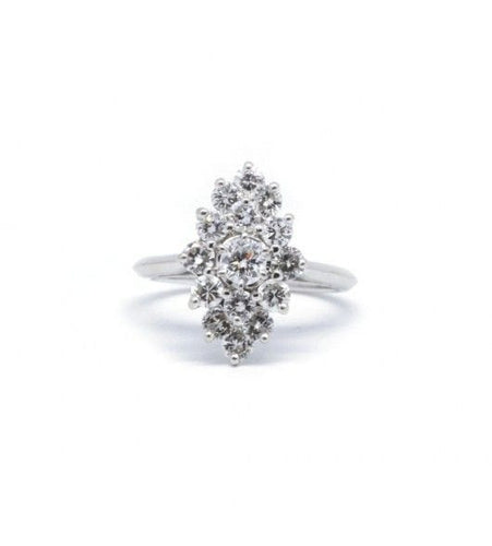 Bague 49 / Blanc/Gris / Or 750 et Platine 950 Bague Marquise Diamants 58 Facettes 210222R