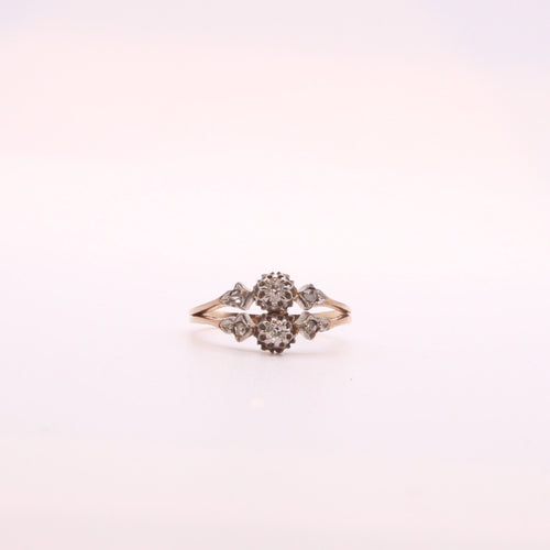 Bague Bague Art Nouveau double trilogie Or rose Diamants 58 Facettes