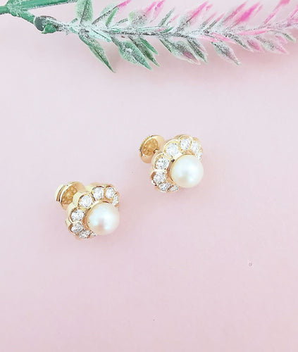 Boucles d'oreilles Boucles d'oreilles Fleurs Perles & Diamants 58 Facettes AA 1580