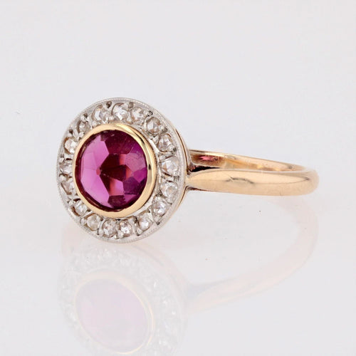 Bague 56 Bague ancienne grenat et diamants ronde 58 Facettes 23-008