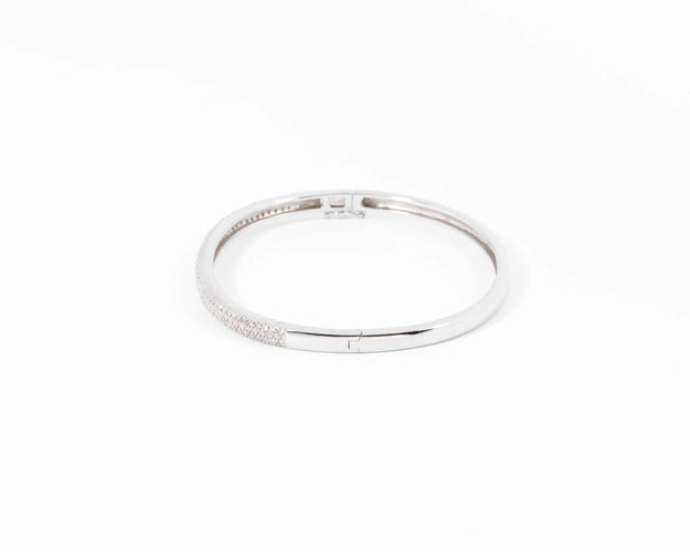 Bracelet Bracelet or gris rigide ouvrant en diamant 58 Facettes