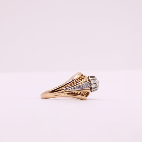 Bague 52 Bague Solitaire Art Déco Diamant 0.60 ct 58 Facettes