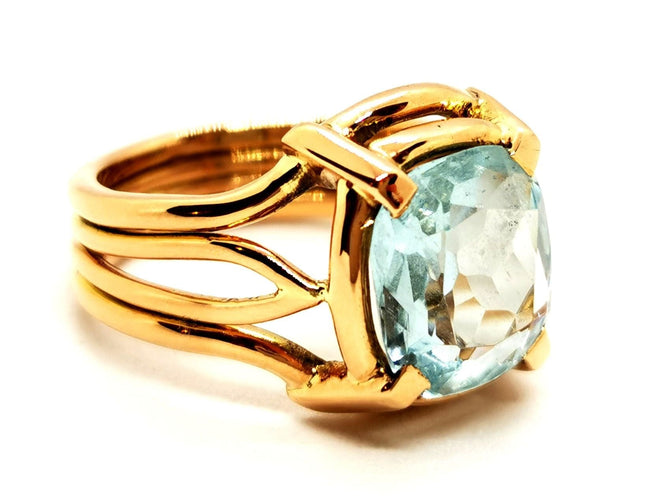 Bague 52 Bague Or jaune Aigue marine 58 Facettes 1649211CN