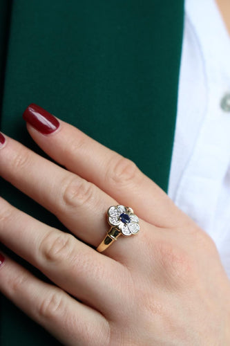 Bague 55 Bague Fleur Or jaune  Saphir 58 Facettes 1670724CN