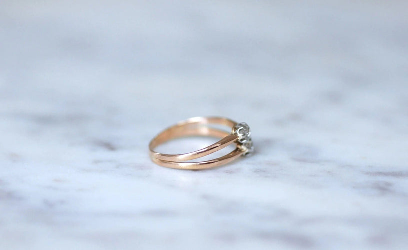 Bague Bague double anneau or rose diamants 58 Facettes