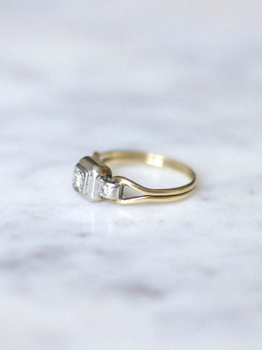 Bague solitaire vintage deux ors et diamant 58 Facettes