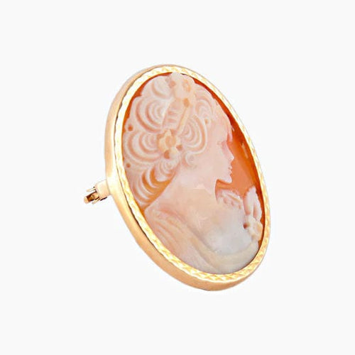 Broche Broche camée or jaune sur coquillage 58 Facettes
