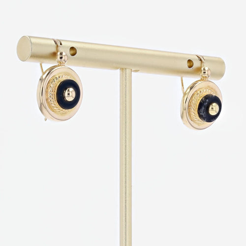 Boucles d'oreilles Boucles d'oreilles anciennes rondes onyx et perles d'or 58 Facettes 22-399A