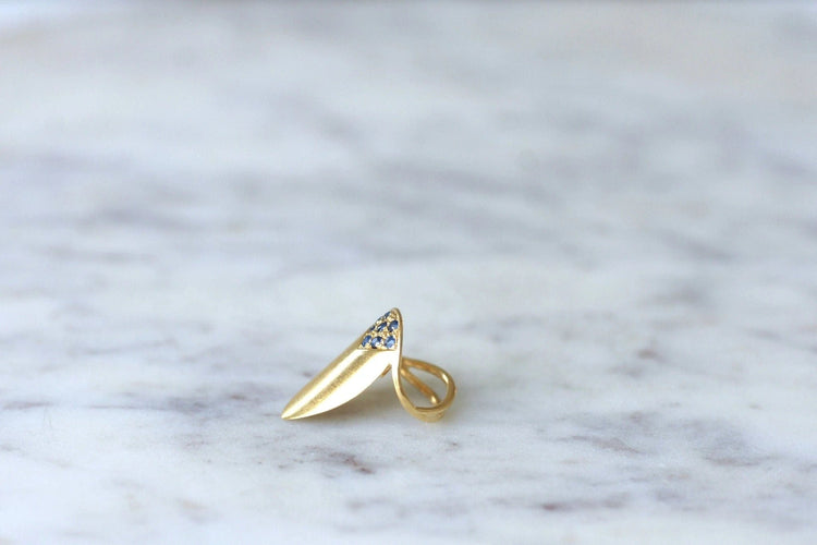 Bague Bague d'ongle vintage or et saphirs 58 Facettes