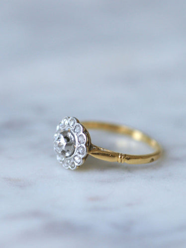 Bague marguerite ancienne diamants 58 Facettes