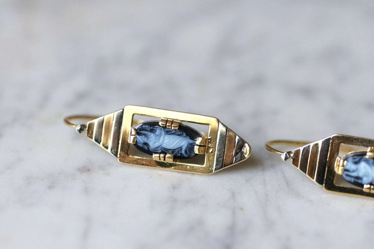 Boucles d'oreilles Grandes boucles d'oreilles Art Déco camée 58 Facettes