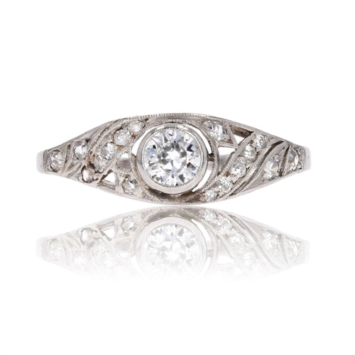 Bague 54 Bague jonc ancienne diamants 58 Facettes 18-164