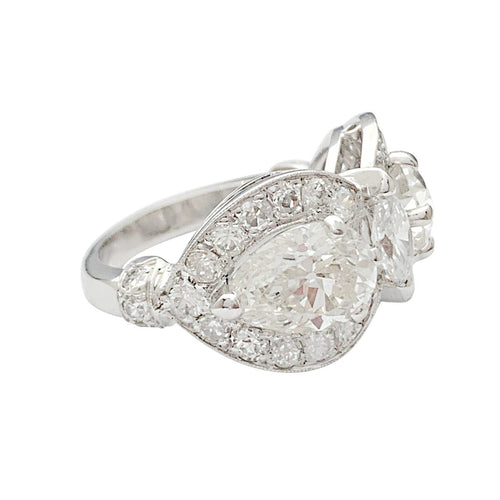 Bague 53 Bague platine et diamants poires. 58 Facettes 32021