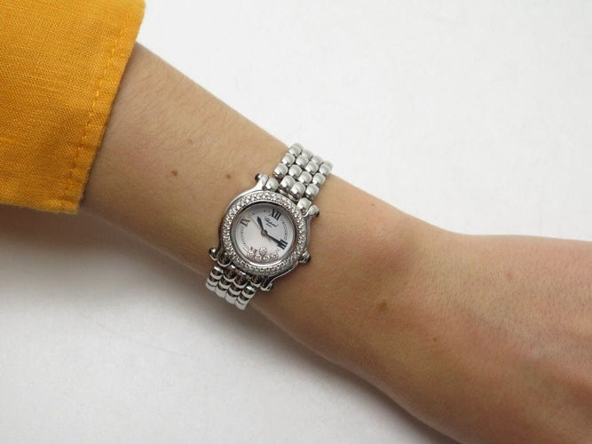 Montre montre CHOPARD happy sport 26mm quartz acier diamant 58 Facettes 241434