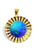 Pendentif Pendentif Soleil émail bleu, Limoges H.MARTY 58 Facettes