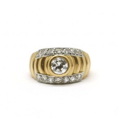Bague 51 / Jaune et blanc / Or 750 et Platine 950 Bague Or Platine et diamants 58 Facettes 180280R