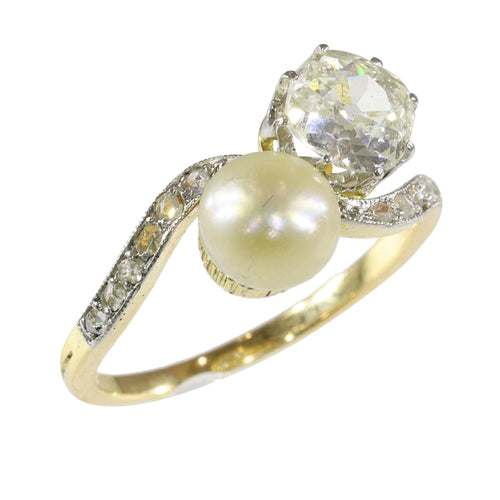 Bague 52 Amour historique : une bague Toi et Moi de 1900 58 Facettes 24029-0360