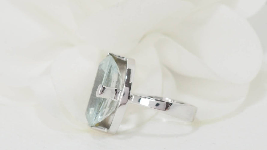 Bague 50 Bague Or blanc et Aigue-marine 58 Facettes 31805