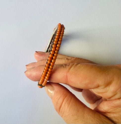 Bracelet Bracelet jonc cabochons de corail, Napoléon III 58 Facettes