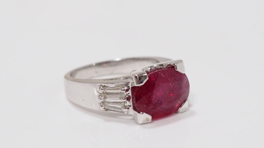 Bague 55.5 Bague en Or Blanc Rubis & Diamants 58 Facettes 31317