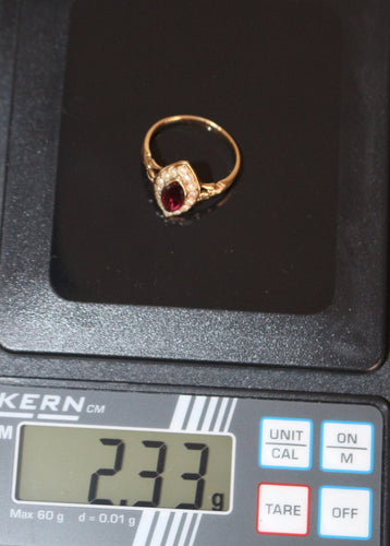 Bague 50.5 Bague Marquise Napoléon III Or Jaune, Perles Et Grenat 58 Facettes 496