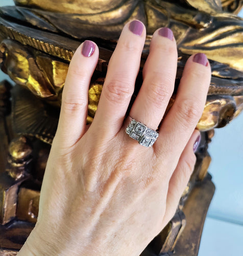 Bague 55 Bague Art Déco Platine Et Diamants 58 Facettes 551