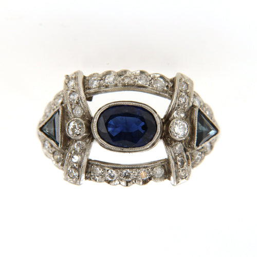Bague Bague Art Deco, saphirs et diamants 58 Facettes 6020n