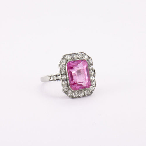 Bague 49.5 Bague Pierre rose et Diamants 58 Facettes