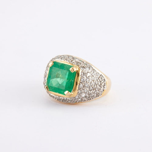 Bague Bague en or jaune et blanc, diamants, émeraude 58 Facettes