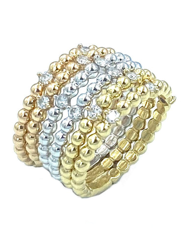 Bague Série de 6 bagues 3 ors et diamants 58 Facettes