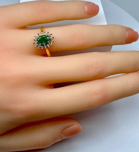 Bague Bague marguerite émeraude diamants 58 Facettes AB181