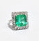 Bague 52.5 Bague or blanc émeraude de Colombie et diamants 58 Facettes 1-753/1