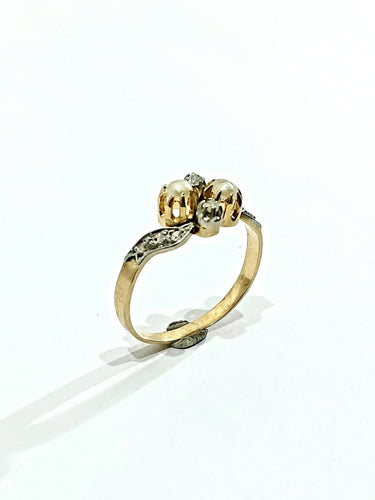 Bague 52.5 Bague Toi Et Moi Or Diamants Et Perles 58 Facettes 2308/1