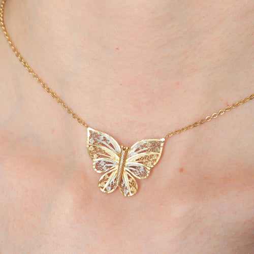 Collier COLLIER « PAPILLON » DEUX ORS 58 Facettes BO/220050