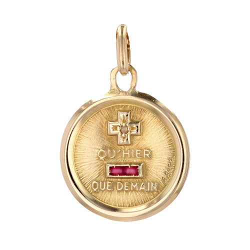 Pendentif Médaille d' Amour Augis + qu'hier - que demain 58 Facettes CVP62