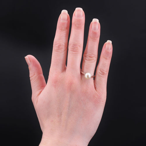 Bague 53 Bague solitaire perle or blanc 58 Facettes 22-514